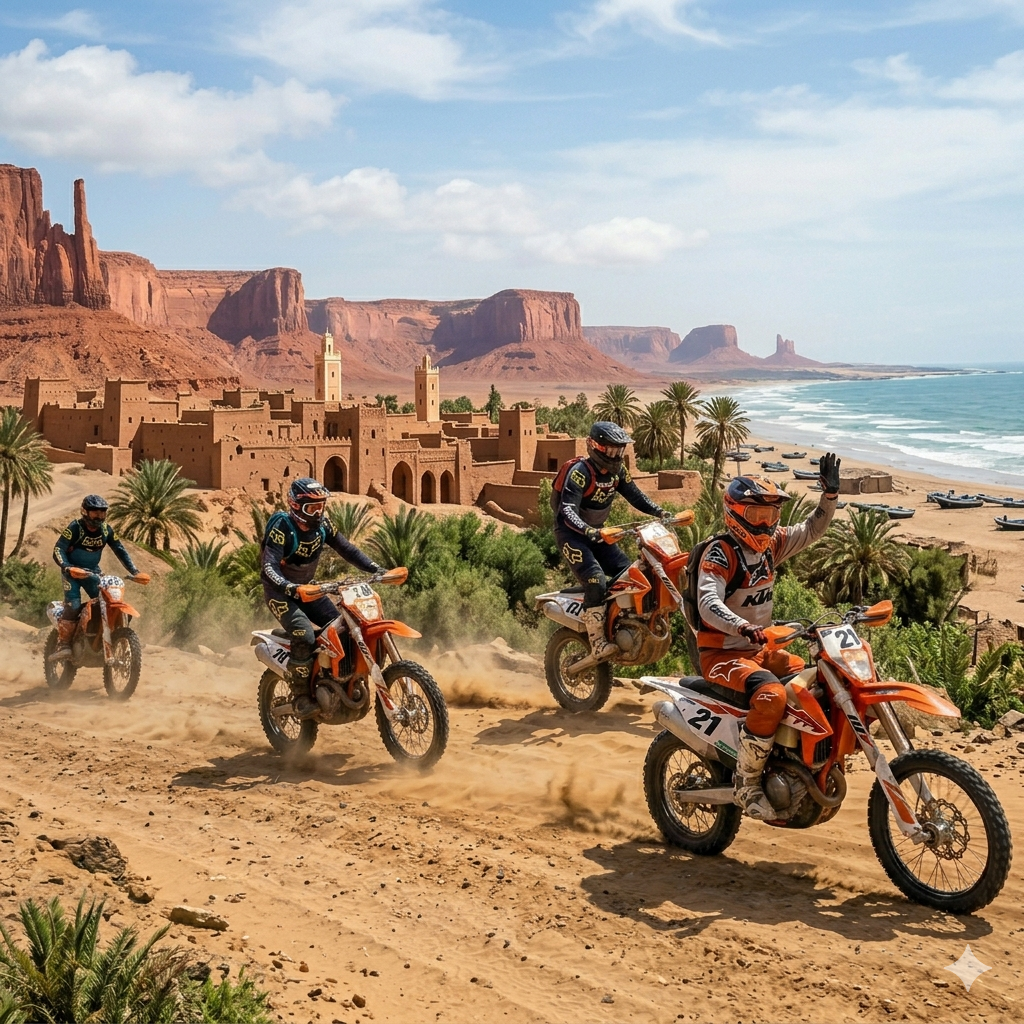 KTM 450 EXC-F en action sur les dunes d'Agadir — l'esprit Sanoch Agadir Ride